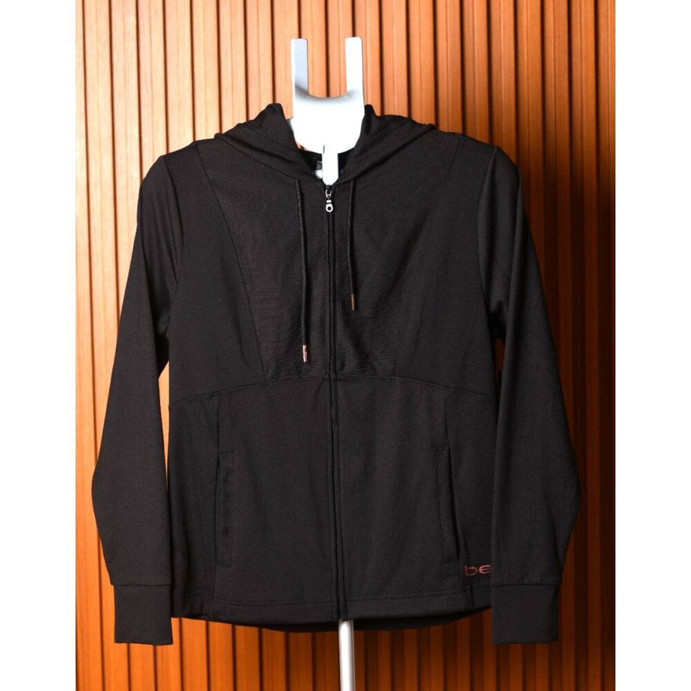 New! BEBE SPORT RIB MIX JACKET 22% SPANDEX BLACK | MEDIUM | BB2442A | MSRP $99
